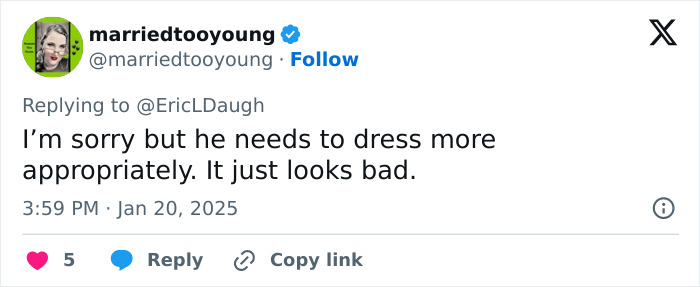 “Disrespectful To The Entire Country”: Senator Uses Gym Shorts At Presidential Inauguration “Disrespectful To The Entire Country”: Senator Uses Gym Shorts At Presidential Inauguration