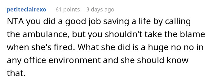 &ldquo;Am I The Jerk For Calling An Ambulance, Which Got My Coworker Fired?&rdquo;