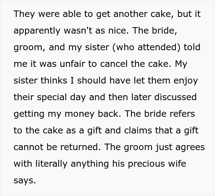 Bride Uninvites Her BFF, Acts Shocked When She Finds Out Her Wedding Cake Order Was Canceled Too