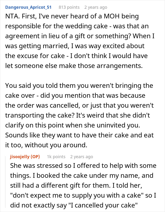 Bride Uninvites Her BFF, Acts Shocked When She Finds Out Her Wedding Cake Order Was Canceled Too
