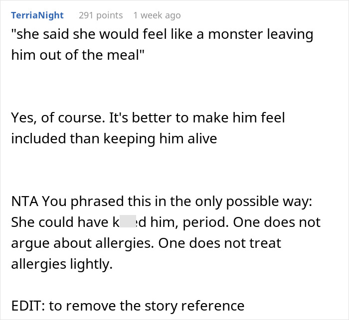 SIL Keeps Disregarding 7YO’s Allergies, Stunned After Dad Asks If She Wants To Hurt Him SIL Keeps Disregarding 7YO’s Allergies, Stunned After Dad Asks If She Wants To Hurt Him
