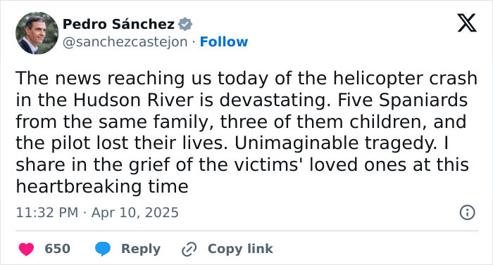 New York Helicopter Crash Victims Identified As Tech Boss, His Wife, And Their Three Children New York Helicopter Crash Victims Identified As Tech Boss, His Wife, And Their Three Children