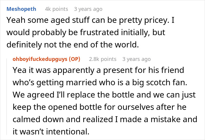 Man Discovers GF Drank The Costly 30YO Scotch He Was Saving To Gift To A Friend, Gets Livid