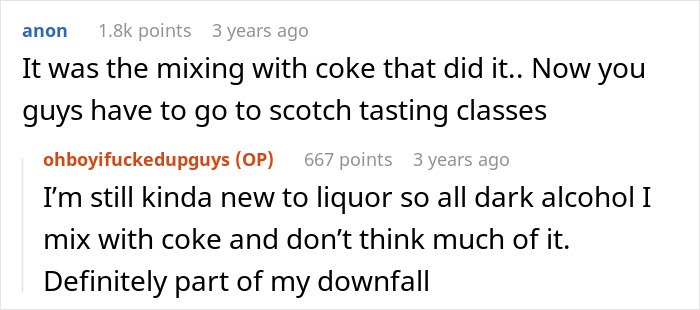 Man Discovers GF Drank The Costly 30YO Scotch He Was Saving To Gift To A Friend, Gets Livid Man Discovers GF Drank The Costly 30YO Scotch He Was Saving To Gift To A Friend, Gets Livid