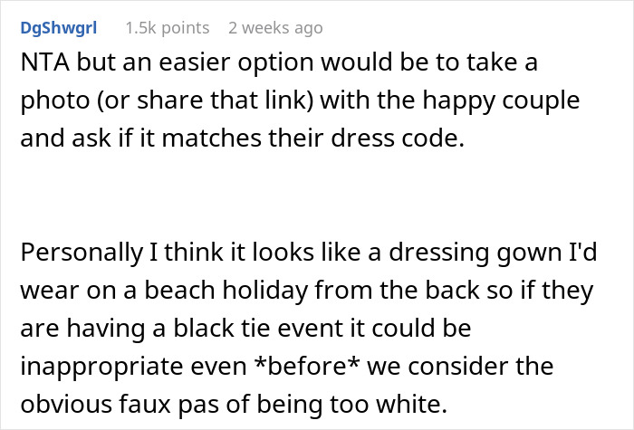 “AITA For Telling My Mom I Won’t Attend A Wedding If She Wears A Certain Dress” “AITA For Telling My Mom I Won’t Attend A Wedding If She Wears A Certain Dress”