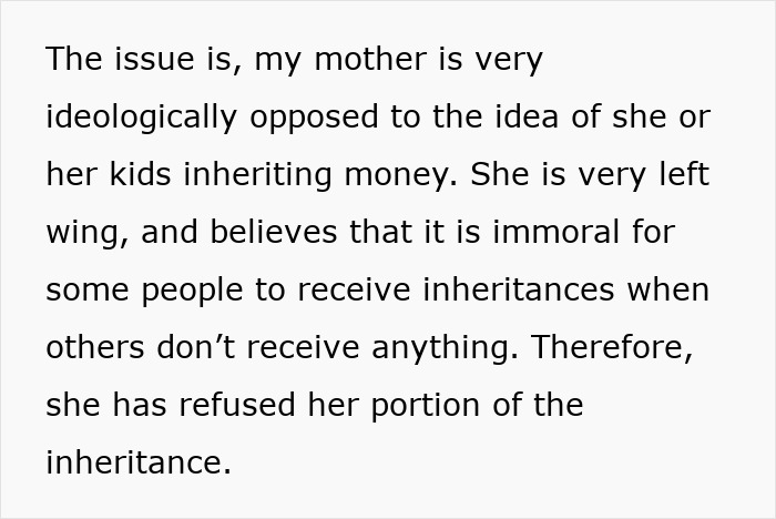 Mom Insists On Not Accepting Late Dad&#8217;s Inheritance As It&#8217;s Immoral, Daughter Wonders What To Do