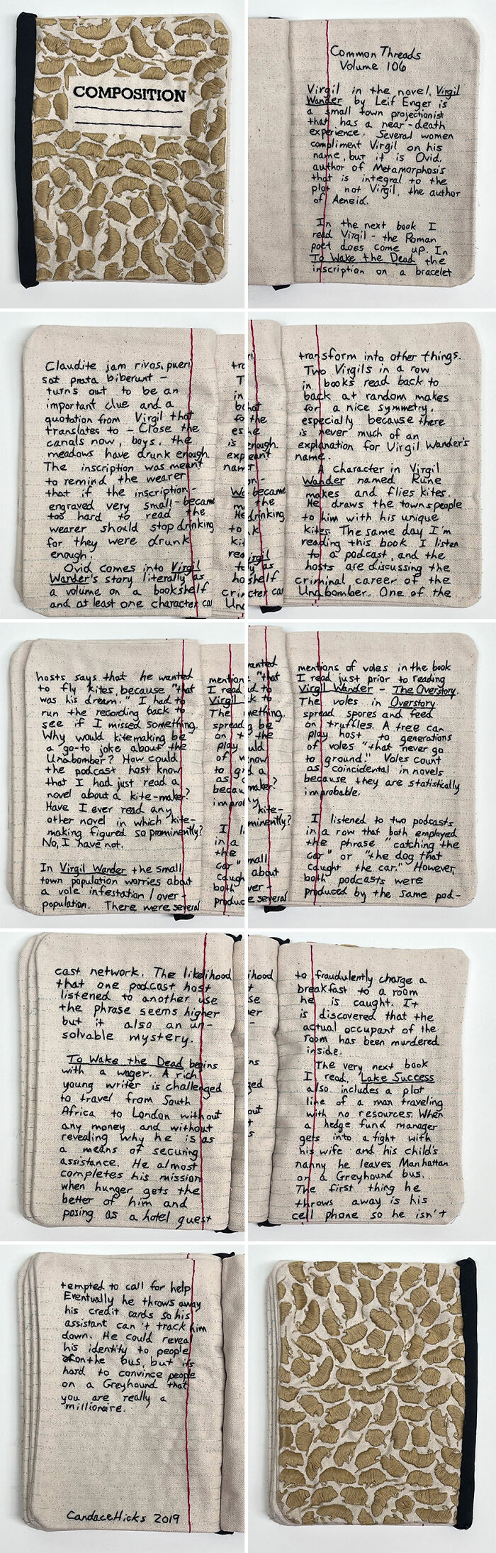 Stunning Embroidered Fabric Looks Just Like Books And Notebooks, By Candace Hicks (39 Pics) Stunning Embroidered Fabric Looks Just Like Books And Notebooks, By Candace Hicks (39 Pics)