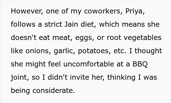 “[Am I The Jerk] For Not Inviting My Coworker To A Team Lunch Because Of Her Dietary Preferences?”