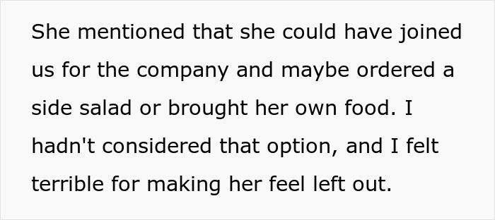 “[Am I The Jerk] For Not Inviting My Coworker To A Team Lunch Because Of Her Dietary Preferences?”