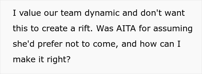 “[Am I The Jerk] For Not Inviting My Coworker To A Team Lunch Because Of Her Dietary Preferences?”