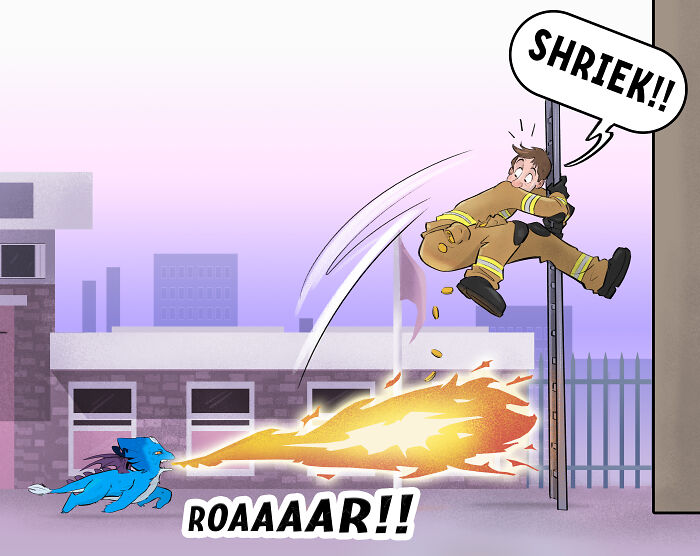 I Wondered What A Firefighter And A Dragon Team-Up Would Look Like, So I Drew It I Wondered What A Firefighter And A Dragon Team-Up Would Look Like, So I Drew It