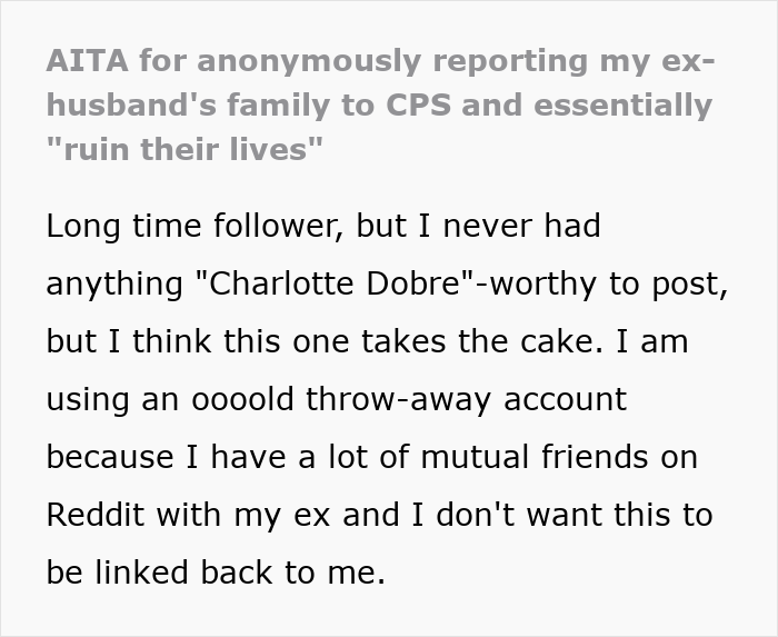 Woman Reports Ex-Husband’s Family To CPS, Gets A Heart Wrenching Message Years Later Woman Reports Ex-Husband’s Family To CPS, Gets A Heart Wrenching Message Years Later