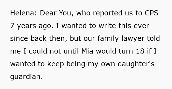 Woman Reports Ex-Husband’s Family To CPS, Gets A Heart Wrenching Message Years Later Woman Reports Ex-Husband’s Family To CPS, Gets A Heart Wrenching Message Years Later