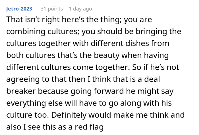“Rude”: Man Demands Fiancée Only Cook His Culture’s Food Or He’s Eating At Mum’s “Rude”: Man Demands Fiancée Only Cook His Culture’s Food Or He’s Eating At Mum’s
