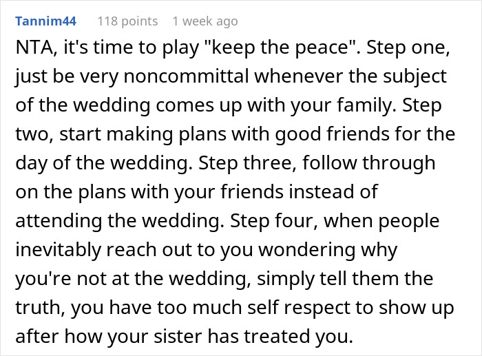 “AITA For Refusing To Attend My Sister’s Wedding After What She Did?” “AITA For Refusing To Attend My Sister’s Wedding After What She Did?”