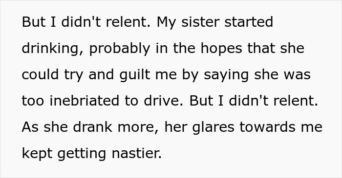 Sibling Won’t Risk Driving In Snow For Sis’ Booze Trip, Sis Calls Them Selfish And Wrecks Her Car Sibling Won’t Risk Driving In Snow For Sis’ Booze Trip, Sis Calls Them Selfish And Wrecks Her Car