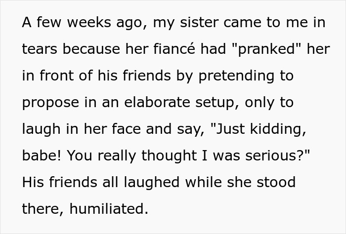 &ldquo;[Am I The Jerk] For Humiliating My Sister&rsquo;s Fianc&eacute; At A Family Gathering After What He Did To Her?&rdquo;