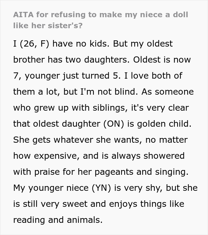 5YO Gets Custom Doll From Aunt, Golden Child Wants One Too, Parents Refuse When They Come Demanding 5YO Gets Custom Doll From Aunt, Golden Child Wants One Too, Parents Refuse When They Come Demanding