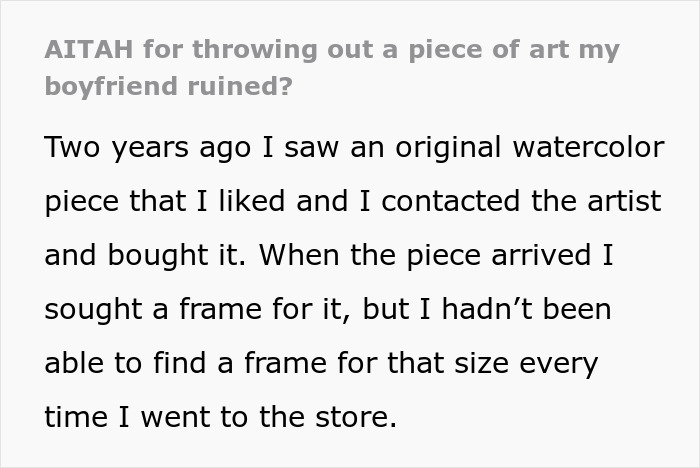 BF’s Family Treats Unused Items As Free-For-Alls, Woman Finally Snaps When Painting Gets Cut Up BF’s Family Treats Unused Items As Free-For-Alls, Woman Finally Snaps When Painting Gets Cut Up