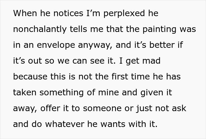 BF’s Family Treats Unused Items As Free-For-Alls, Woman Finally Snaps When Painting Gets Cut Up BF’s Family Treats Unused Items As Free-For-Alls, Woman Finally Snaps When Painting Gets Cut Up