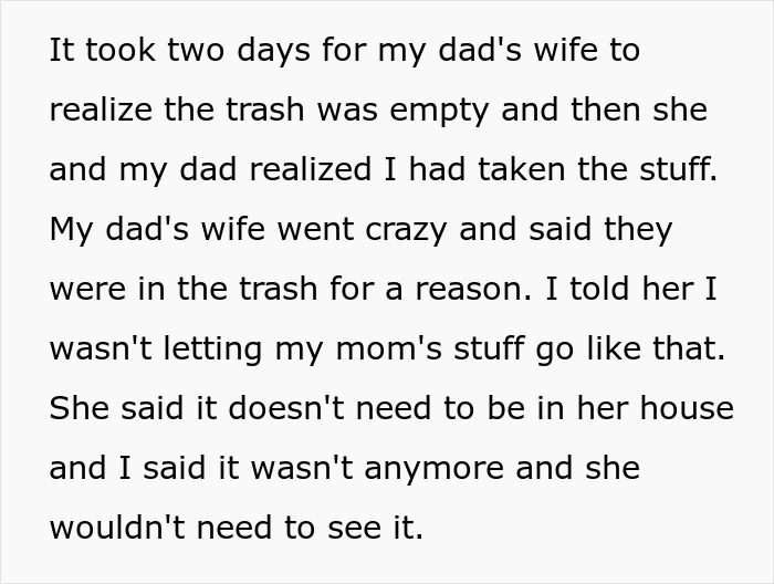 Stepmom Demands All Remains Of Late Wife Be Thrown Out, Daughter Goes Into Full Heist Mode Instead Stepmom Demands All Remains Of Late Wife Be Thrown Out, Daughter Goes Into Full Heist Mode Instead