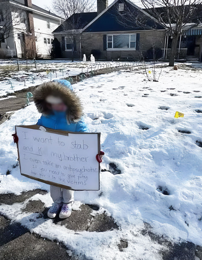 Police Officer And Wife Force 6YO Daughter To Stand Outside In Snow With Cruel Sign