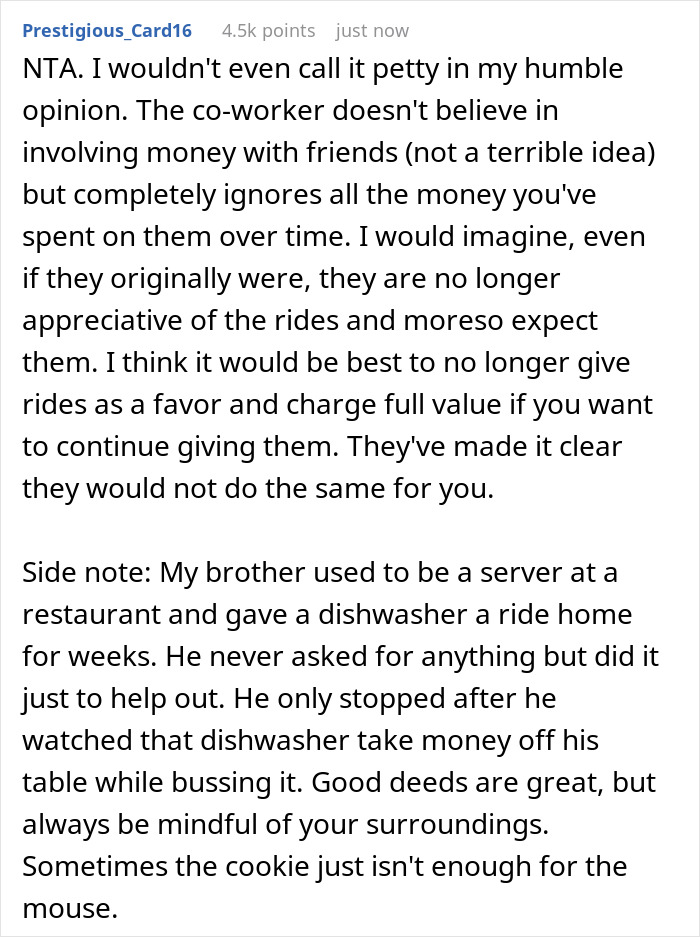 Guy Gives Coworker Free Rides For Years, Puts A Stop To It When He Won’t Lend Him A Dollar Guy Gives Coworker Free Rides For Years, Puts A Stop To It When He Won’t Lend Him A Dollar