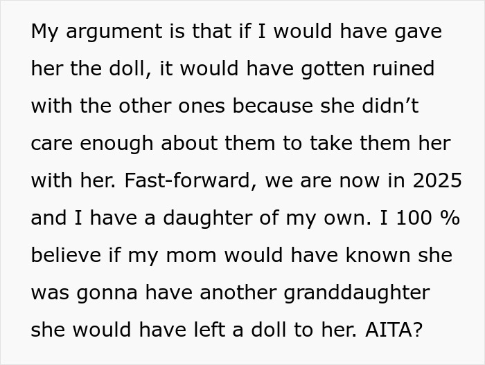 Lady Asks Net, &ldquo;Am I The [Jerk] For Not Giving My Niece The Porcelain Doll My Mother Left For Her?&rdquo;