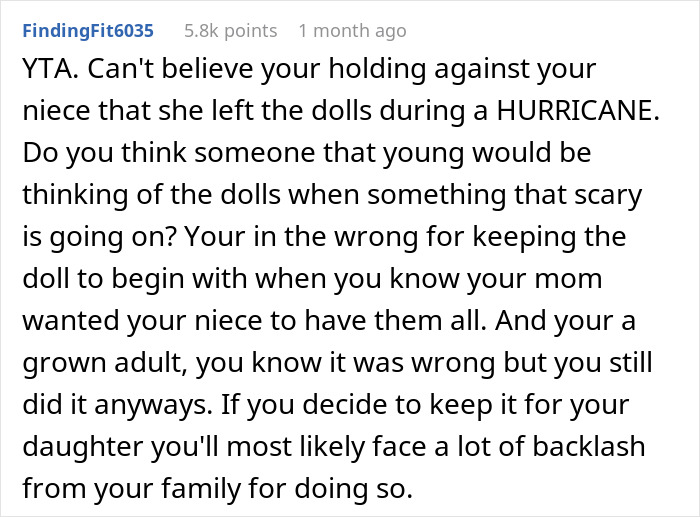 Lady Asks Net, &ldquo;Am I The [Jerk] For Not Giving My Niece The Porcelain Doll My Mother Left For Her?&rdquo;