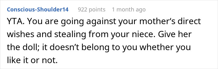 Lady Asks Net, &ldquo;Am I The [Jerk] For Not Giving My Niece The Porcelain Doll My Mother Left For Her?&rdquo;