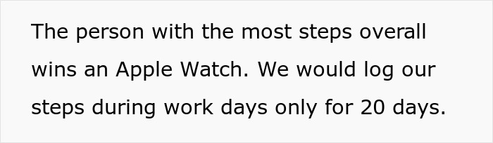 Person Reports Coworker Who Suddenly “Walks” 65K Steps In A Day In Company Competition, She’s Irked Person Reports Coworker Who Suddenly “Walks” 65K Steps In A Day In Company Competition, She’s Irked