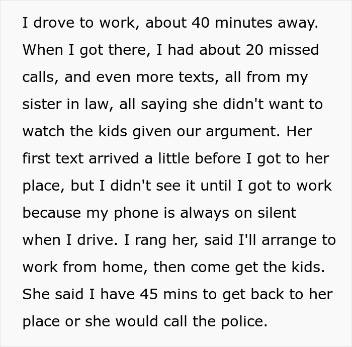 “[Am I The Jerk] For Not Babysitting For My Sister-In-Law Anymore After She Called The Police On Me?”