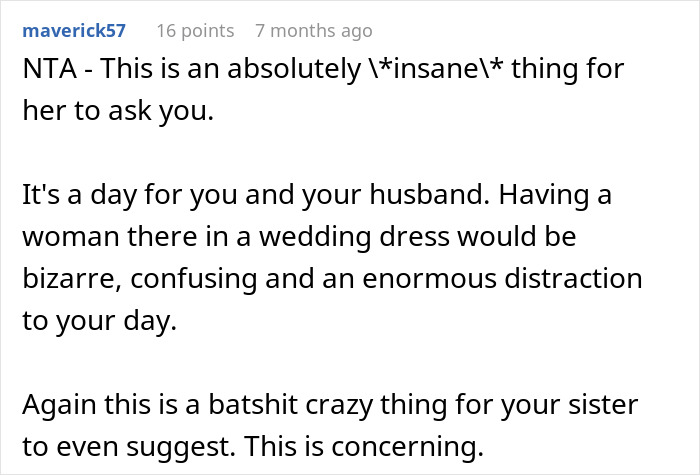 &ldquo;Would I Be The [Jerk] If I Didn&rsquo;t Let My Sister Wear Her Wedding Dress To My Wedding?&rdquo;
