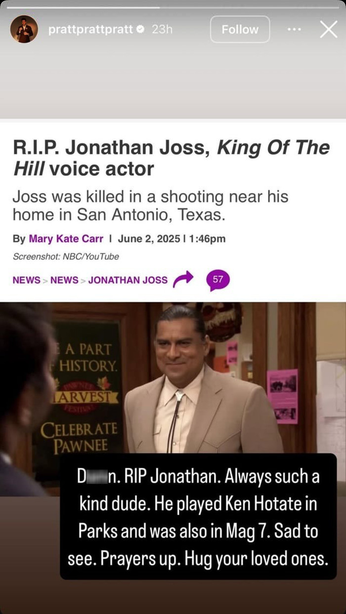 “What A Shame”: Chris Pratt’s Post About Jonathan Joss’ Passing Sparks Heated Debate Online “What A Shame”: Chris Pratt’s Post About Jonathan Joss’ Passing Sparks Heated Debate Online