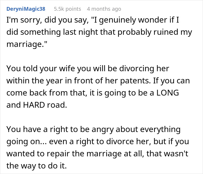 Husband Threatens With Divorce During Dinner At Wife’s Parents, Watches Their Marriage Fall Apart Husband Threatens With Divorce During Dinner At Wife’s Parents, Watches Their Marriage Fall Apart