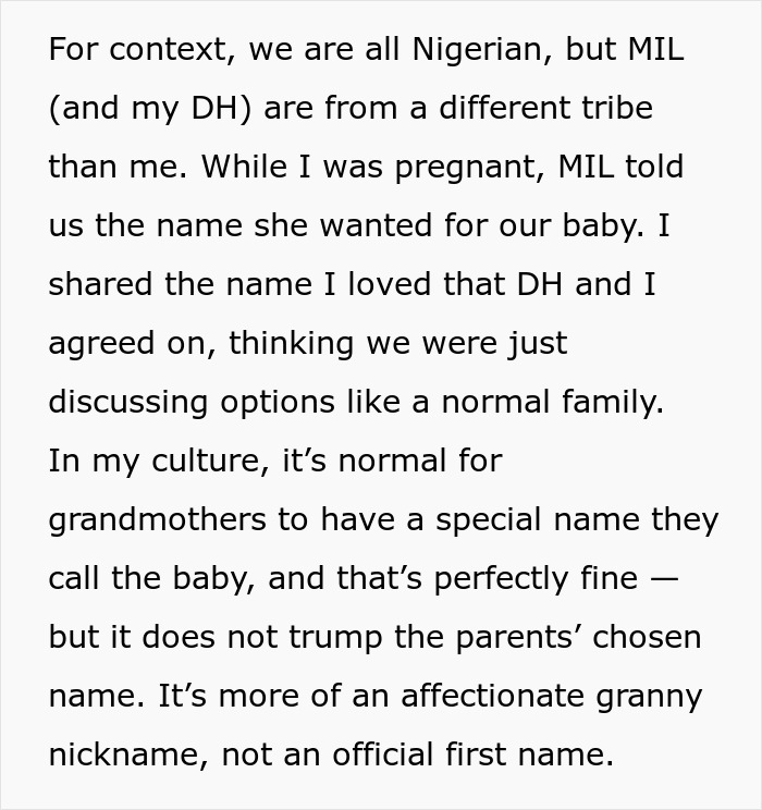 MIL Demands Baby’s Name Honor Her Culture, New Mom Fights For Her Own Heritage While Recovering MIL Demands Baby’s Name Honor Her Culture, New Mom Fights For Her Own Heritage While Recovering