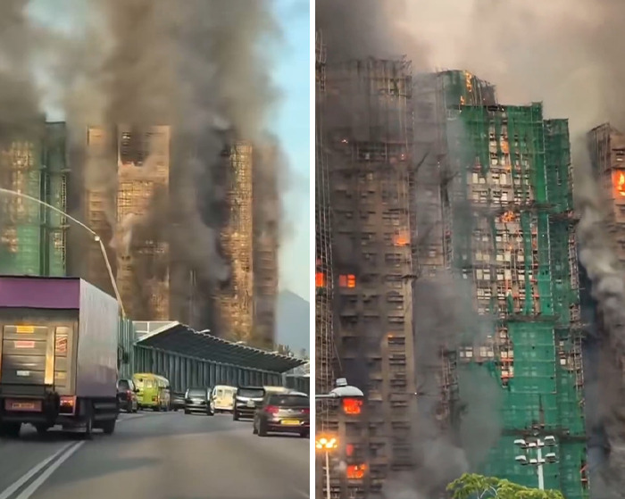 Horrifying Scene Caught On Video As Massive Fire Rips Through Hong Kong High-Rise Horrifying Scene Caught On Video As Massive Fire Rips Through Hong Kong High-Rise