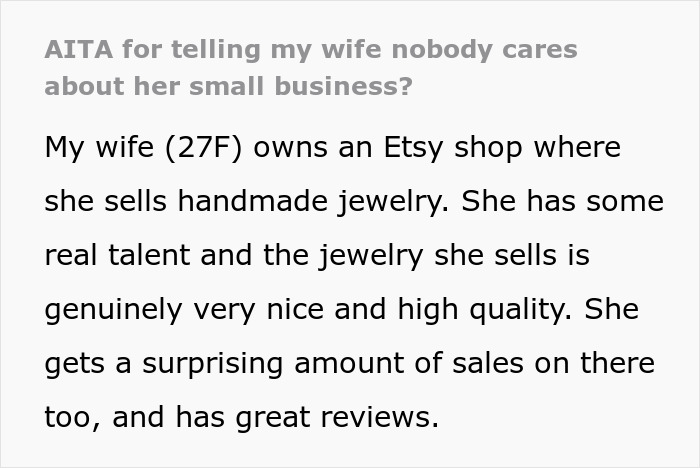 Etsy Artist Can’t Stop Self-Promoting, Hubby Upset She Uses Fam Event To Push Bracelets And Coupons Etsy Artist Can’t Stop Self-Promoting, Hubby Upset She Uses Fam Event To Push Bracelets And Coupons