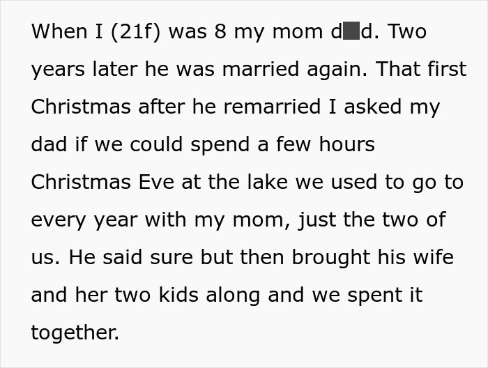 Selfish Dad Demands Apology From Daughter After Ruining Her Christmas Memory Selfish Dad Demands Apology From Daughter After Ruining Her Christmas Memory