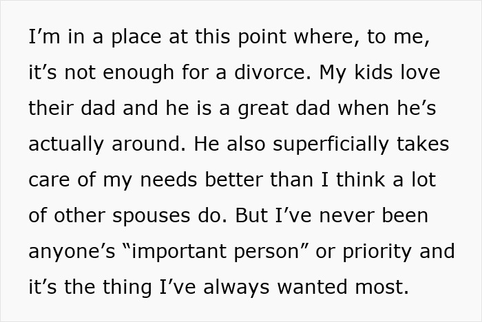 Man Prioritizes Work To The Point He Pretends To Not Have A Family, Wife Knows It And Wants To Stay Man Prioritizes Work To The Point He Pretends To Not Have A Family, Wife Knows It And Wants To Stay