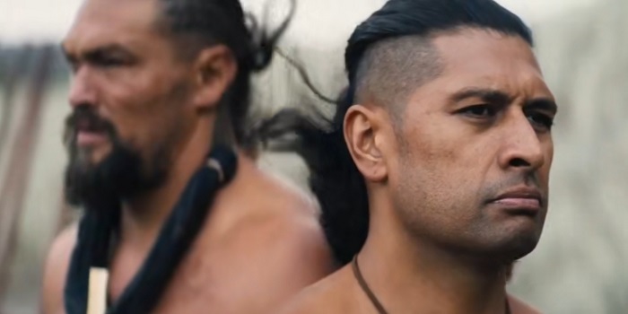 Jason Momoa and Te Kohe Tuhaka in Chief of War