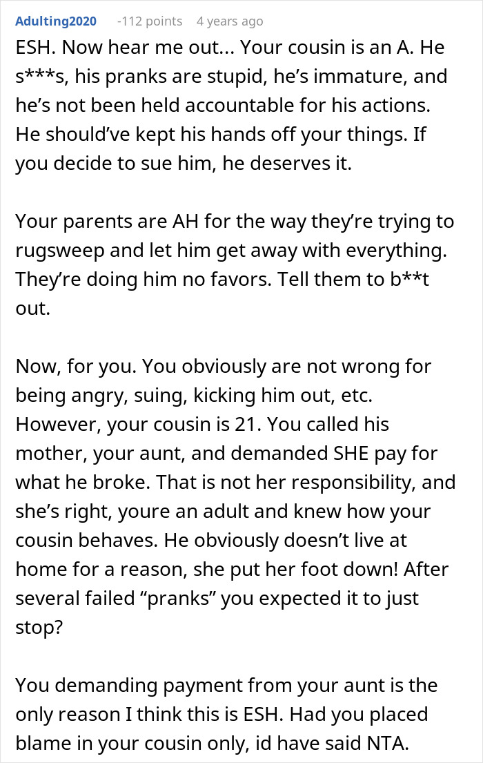 Man Demands Cousin Pay For His Cruel Prank, Gets Shocked By Aunt’s Reaction Man Demands Cousin Pay For His Cruel Prank, Gets Shocked By Aunt’s Reaction