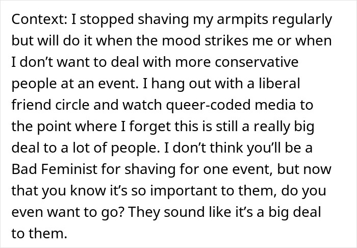 “Guests May Be Uncomfortable”: Bride And Groom Take Woman’s Hairy Armpits As Personal Insult “Guests May Be Uncomfortable”: Bride And Groom Take Woman’s Hairy Armpits As Personal Insult