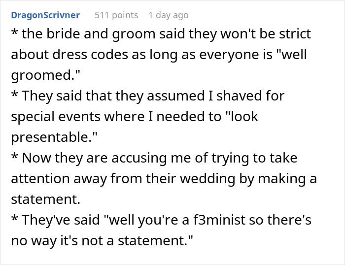 “Guests May Be Uncomfortable”: Bride And Groom Take Woman’s Hairy Armpits As Personal Insult “Guests May Be Uncomfortable”: Bride And Groom Take Woman’s Hairy Armpits As Personal Insult
