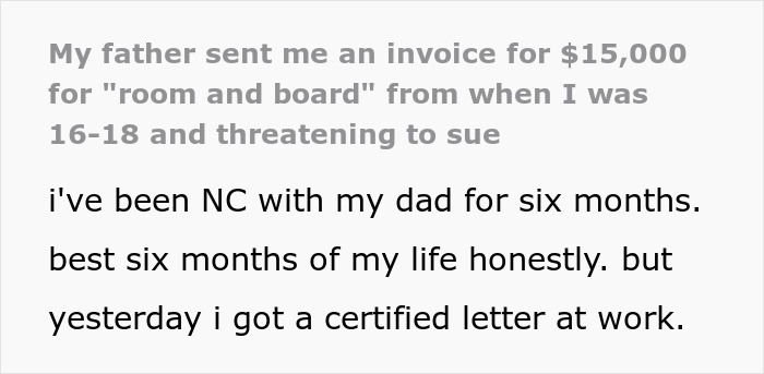 Guy Has The Nerve To Charge Daughter $15K For Raising Her As A Minor, She Goes Into Panic Mode Guy Has The Nerve To Charge Daughter $15K For Raising Her As A Minor, She Goes Into Panic Mode