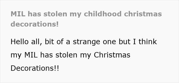 Woman Can’t Find Her Sentimental Christmas Ornaments, Horrified After Spotting Them On MIL’s Tree Woman Can’t Find Her Sentimental Christmas Ornaments, Horrified After Spotting Them On MIL’s Tree