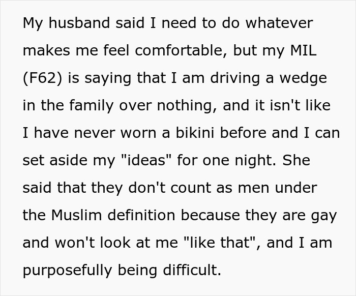 Family Accuses Muslim DIL Of Tearing Family Apart Because She Won’t Wear Bikini To Bridal Party Family Accuses Muslim DIL Of Tearing Family Apart Because She Won’t Wear Bikini To Bridal Party