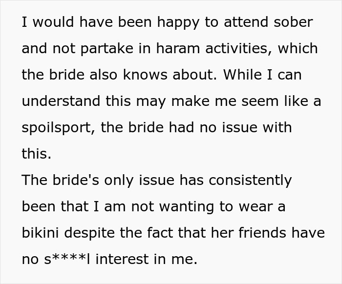 Family Accuses Muslim DIL Of Tearing Family Apart Because She Won’t Wear Bikini To Bridal Party Family Accuses Muslim DIL Of Tearing Family Apart Because She Won’t Wear Bikini To Bridal Party