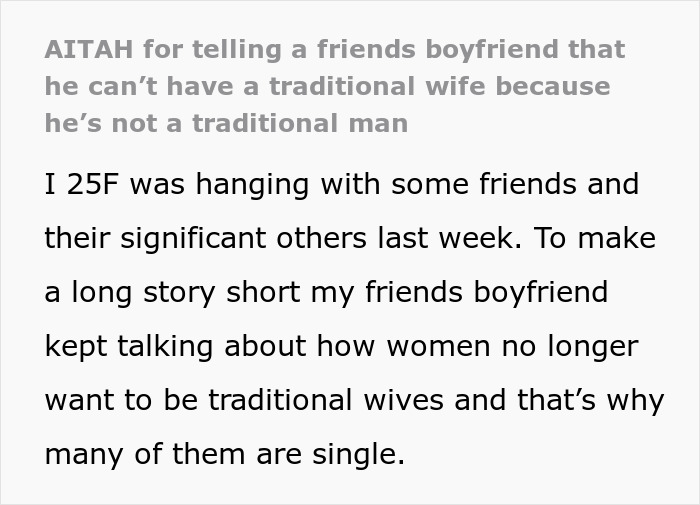 Toxic Man Vents About Traditional Wives, Gets Upset When Someone Pokes Holes In His ‘Logic’ Toxic Man Vents About Traditional Wives, Gets Upset When Someone Pokes Holes In His ‘Logic’