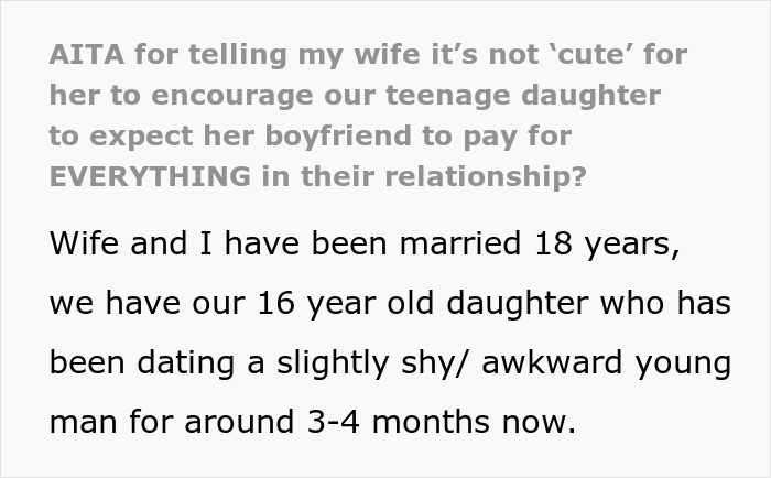 Dad Calls Out Wife After She Teaches Their Daughter To Treat Her Boyfriend Like A Personal ATM Dad Calls Out Wife After She Teaches Their Daughter To Treat Her Boyfriend Like A Personal ATM